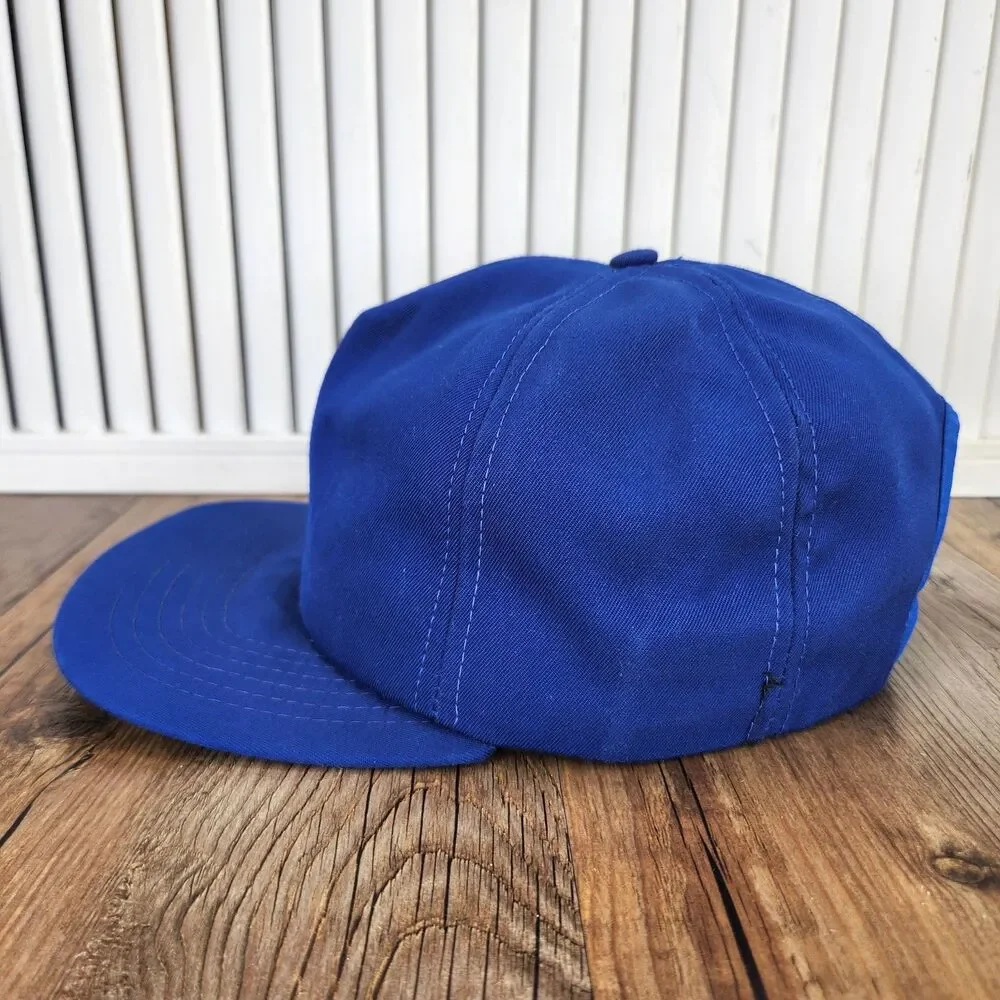 VINTAGE New Era Pro Design Made in USA Snapback Hat Royal Blue 5-Panel Plain Cap